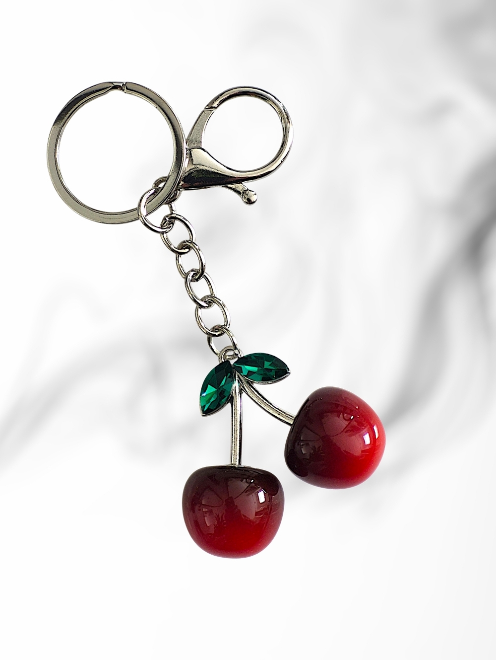 Variegated Red Cherry Bag Charm / Keychain